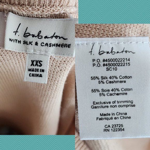 T. Babaton Beige Cream Silk Cashmere Knit Scoop Back Top - Picture 3 of 3